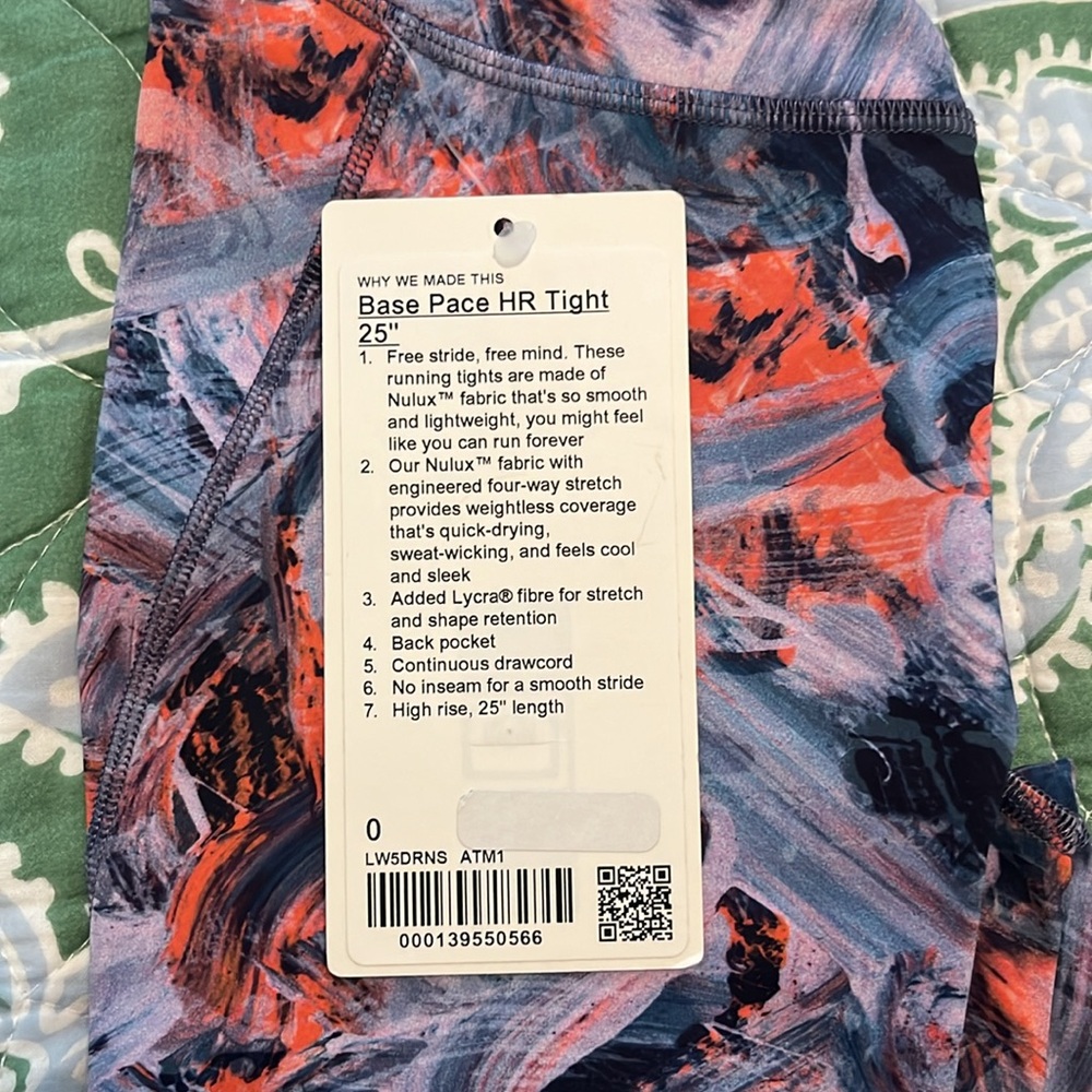 NWT- Lululemon Base Pace HR Tight 25” Leggings - Atmospheric Purple Multi-Size 0 - Picture 3 of 7